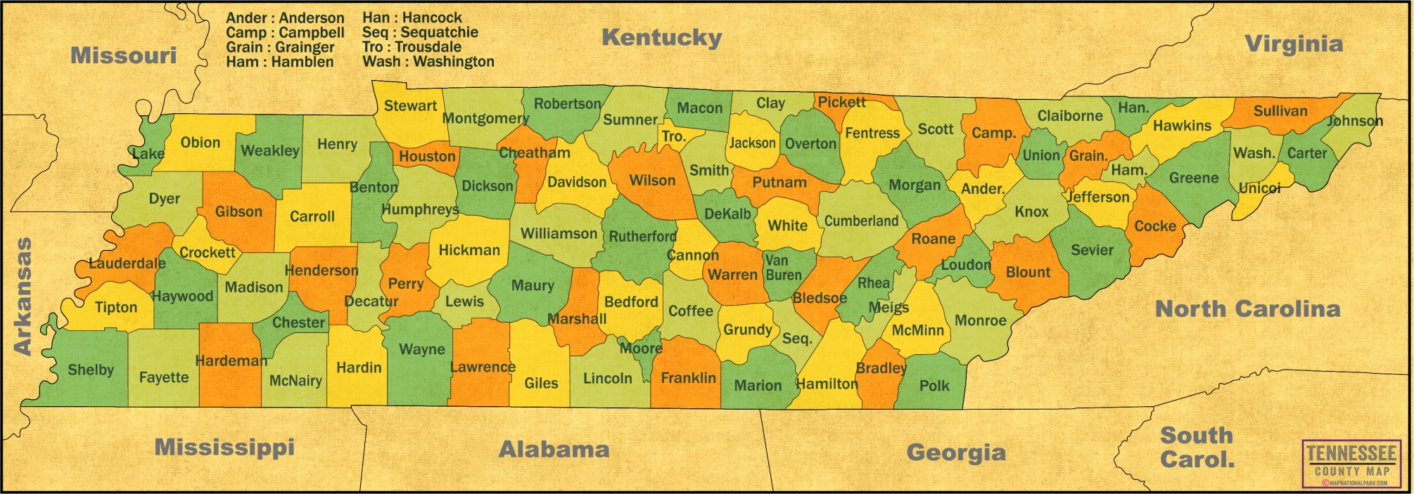 Explore & Download Tennessee County MAP [2024] - Maps for You