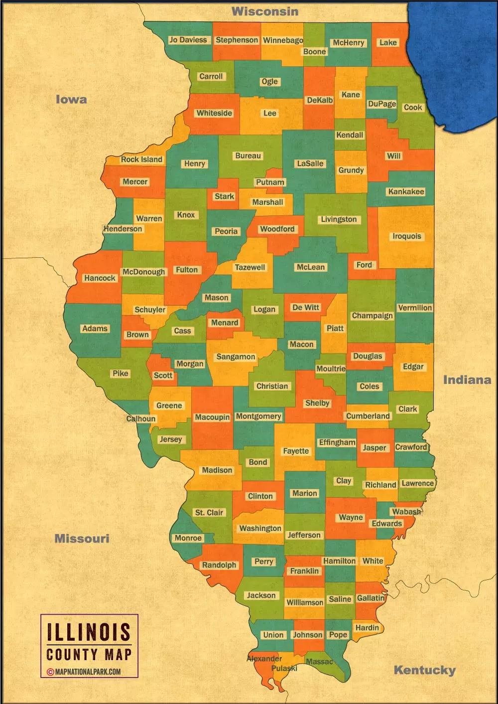 County Map For Illinois 