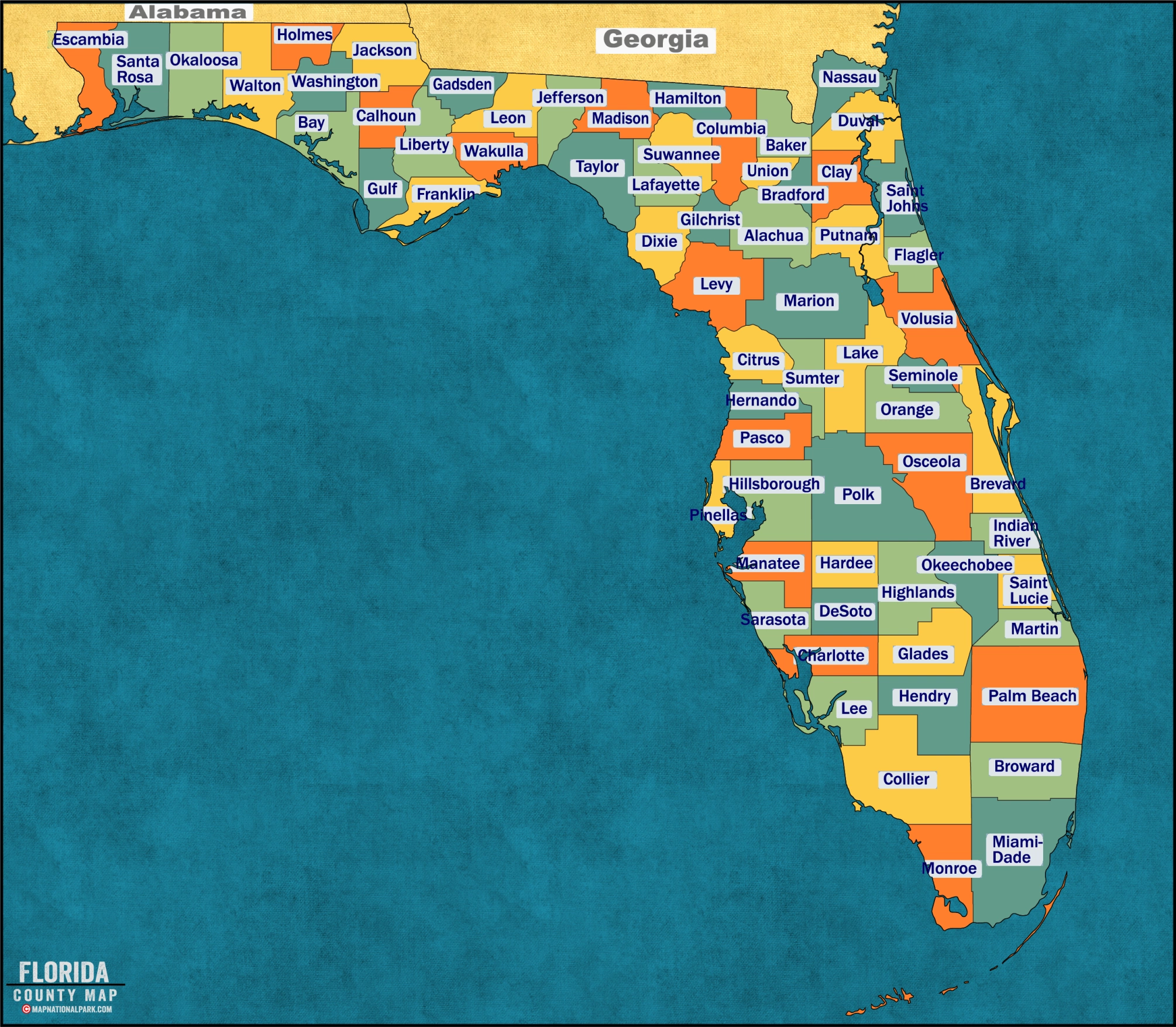 County Map Of Florida 
