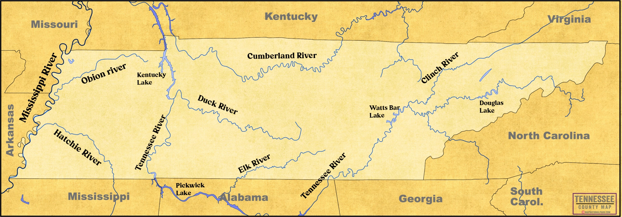 Explore & Download River Map Tennessee [2024] - Maps for You