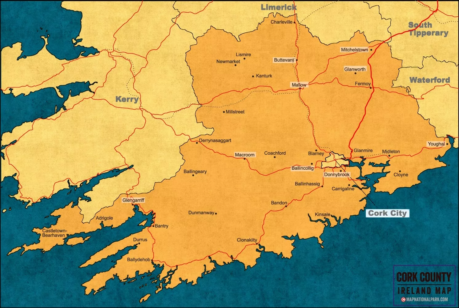 County Cork Map Ireland 