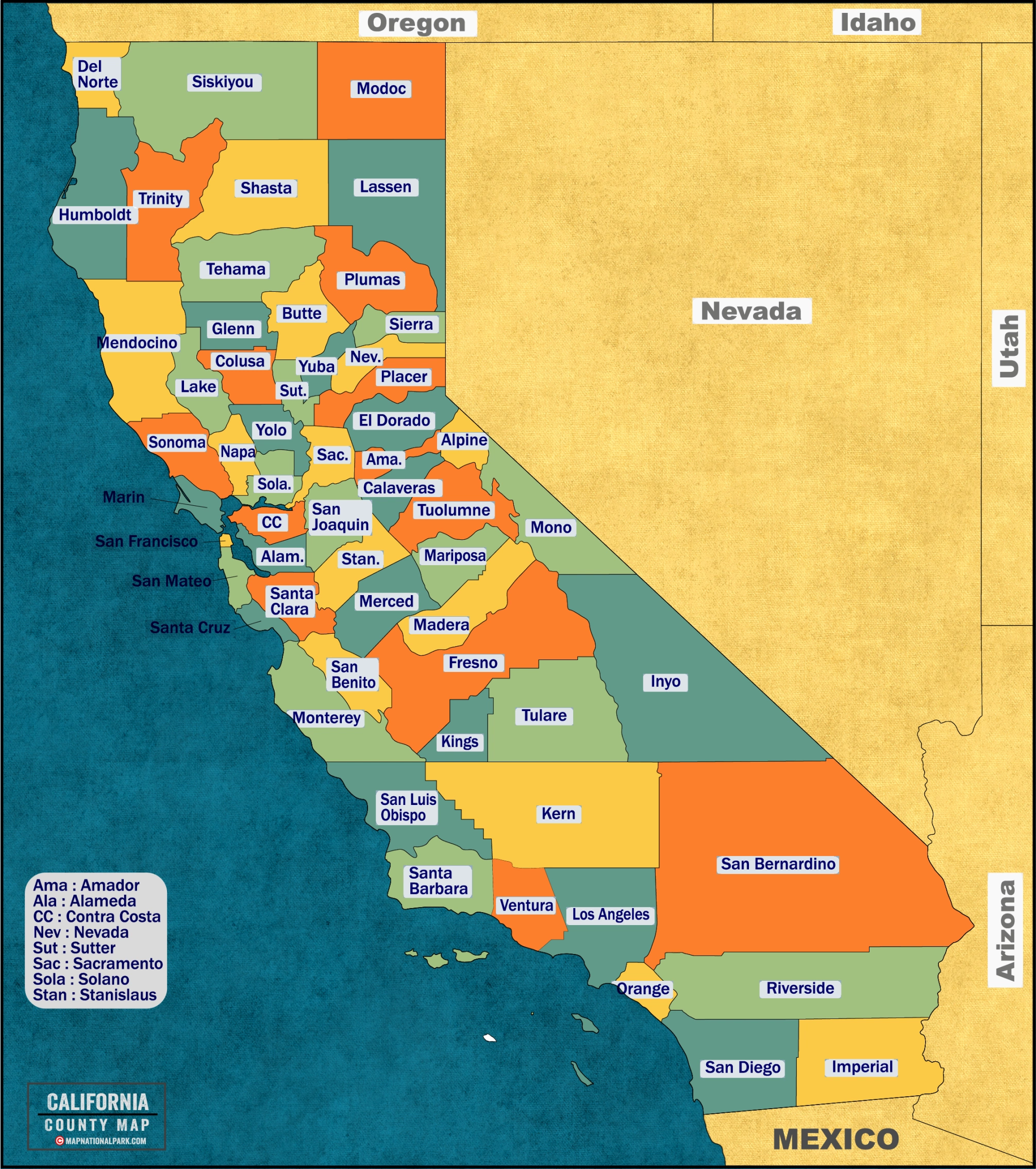 County Map Of California 