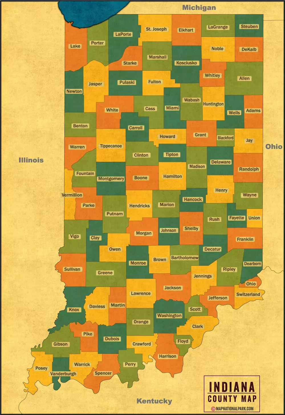 Download County Map of Indiana: Full HD - Maps for You