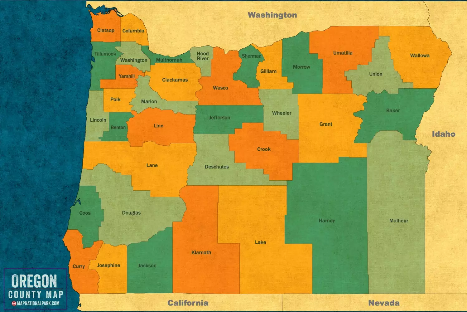 Oregon County Map 
