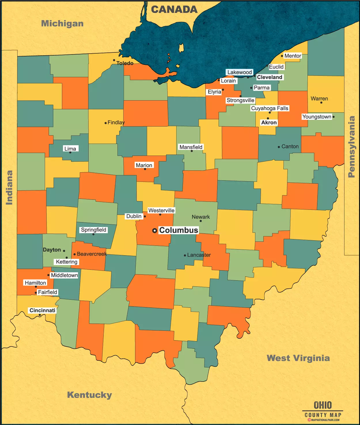 Download Spectacular Ohio County Map with Cities for Urban Exploration 